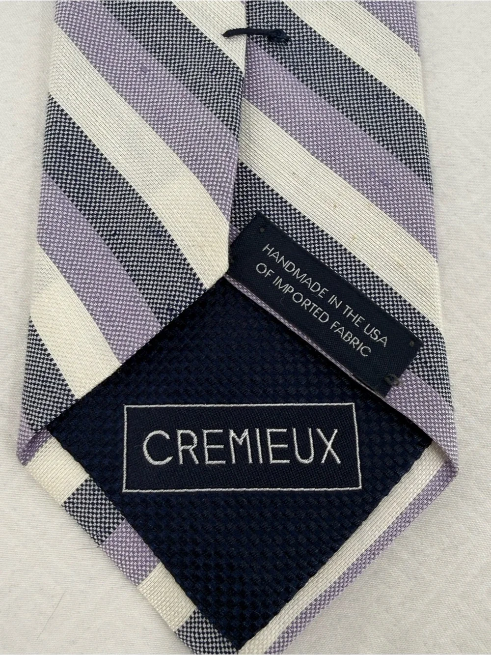 Daniel Cremieux Lavender, Gray and Cream Striped Tie